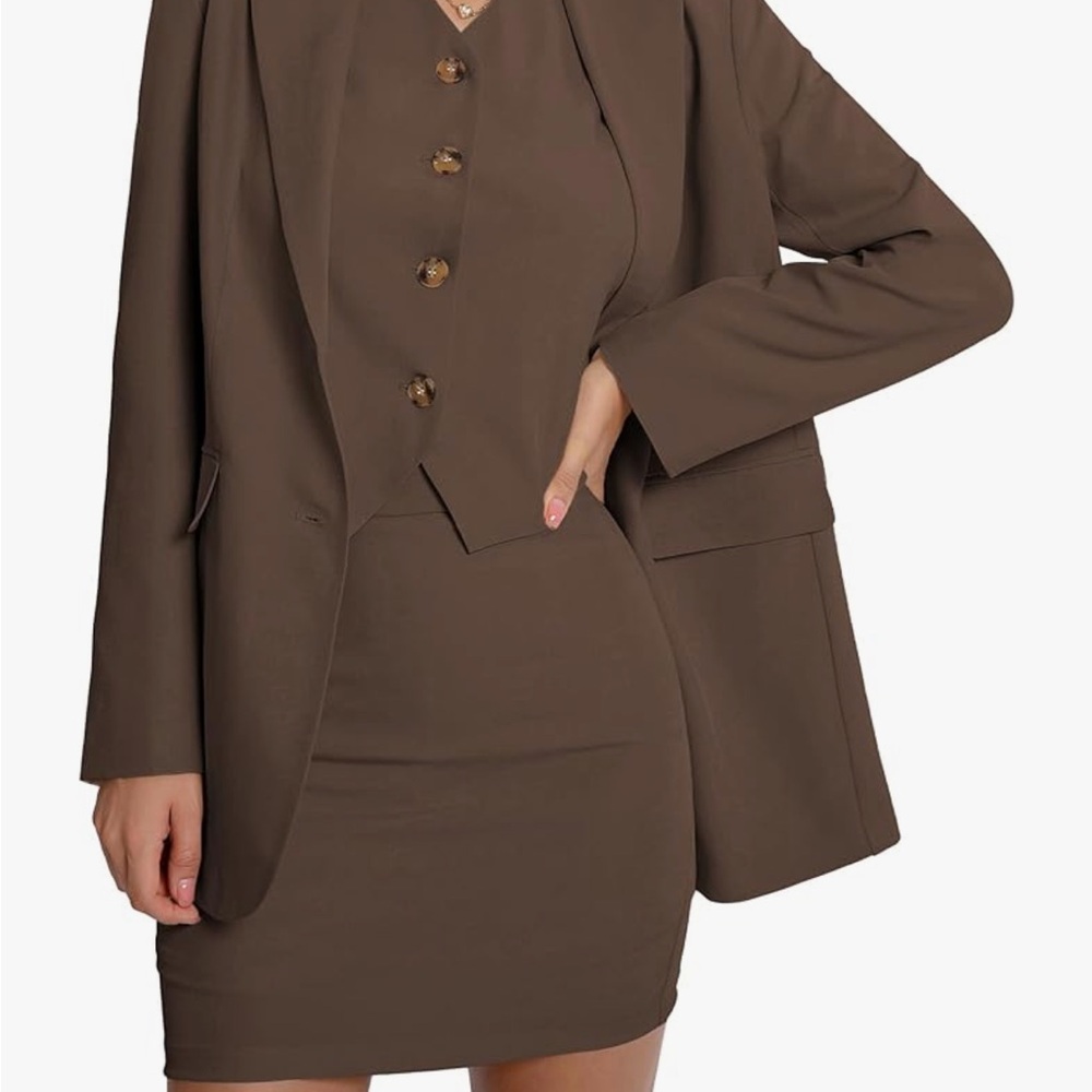 Elegant Brown Women's Blazer Suit Jacket